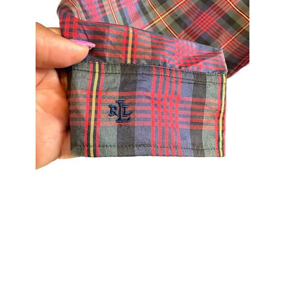 NWT Ralph Lauren Silk Georgette Harvest Plaid Button Down Blouse Size Large - Picture 8 of 13